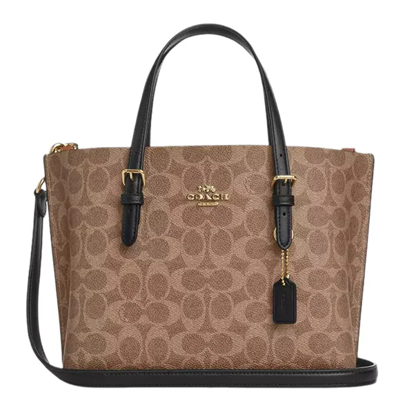 Túi Tote Nữ Coach Mollie Tote Bag 25 In Signature Canvas CV965 Màu Nâu Đen