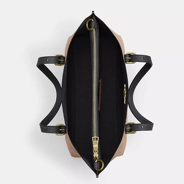 Túi Tote Nữ Coach Mollie Tote Bag 25 In Signature Canvas CV965 Màu Nâu Đen