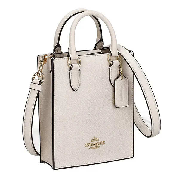 Túi Tote Nữ Coach Pebbled Leather North South Mini Tote Bag FCJ500 CJ500 Màu Trắng - Túi xách - Vua Hàng Hiệu