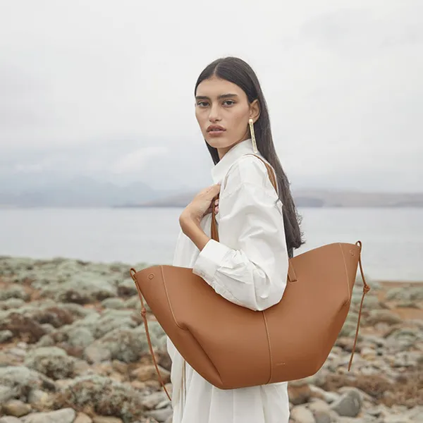 Túi Tote Nữ Polène Cyme Edition Textured Camel Màu Nâu