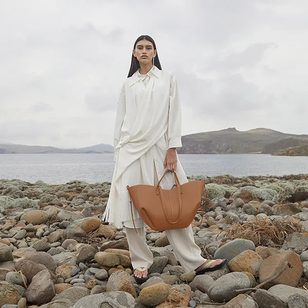 Túi Tote Nữ Polène Cyme Edition Textured Camel Màu Nâu