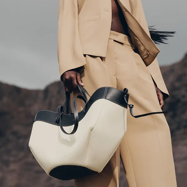 Túi Tote Nữ Polène Cyme Edition Black Canvas Màu Đen Trắng - Túi xách - Vua Hàng Hiệu