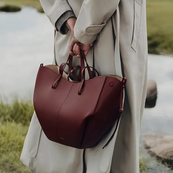Túi Tote Nữ Polène Cyme Edition Textured Black Cherry Màu Đỏ Đậm - Túi xách - Vua Hàng Hiệu