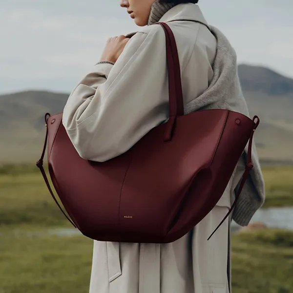 Túi Tote Nữ Polène Cyme Edition Textured Black Cherry Màu Đỏ Đậm - Túi xách - Vua Hàng Hiệu