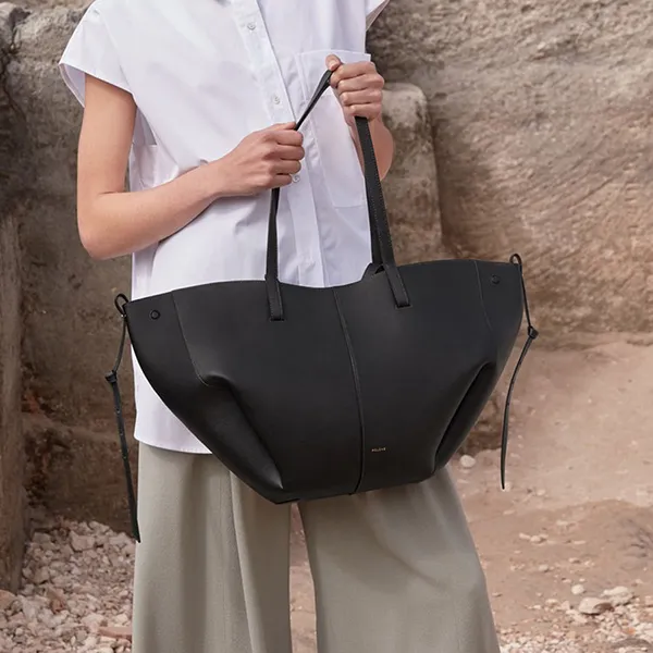 Túi Tote Nữ Polène Cyme Edition Textured Black Màu Đen - Túi xách - Vua Hàng Hiệu