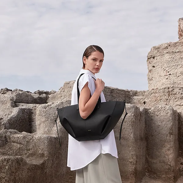 Túi Tote Nữ Polène Cyme Edition Textured Black Màu Đen - Túi xách - Vua Hàng Hiệu