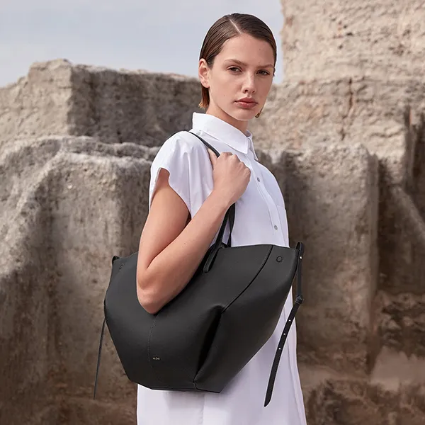 Túi Tote Nữ Polène Cyme Edition Textured Black Màu Đen - Túi xách - Vua Hàng Hiệu