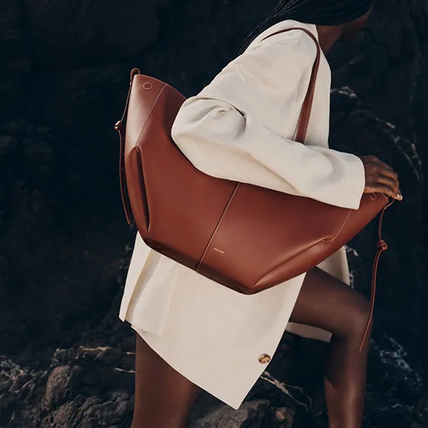 Túi Tote Nữ Polène Cyme Edition Textured Cognac Màu Nâu Đậm