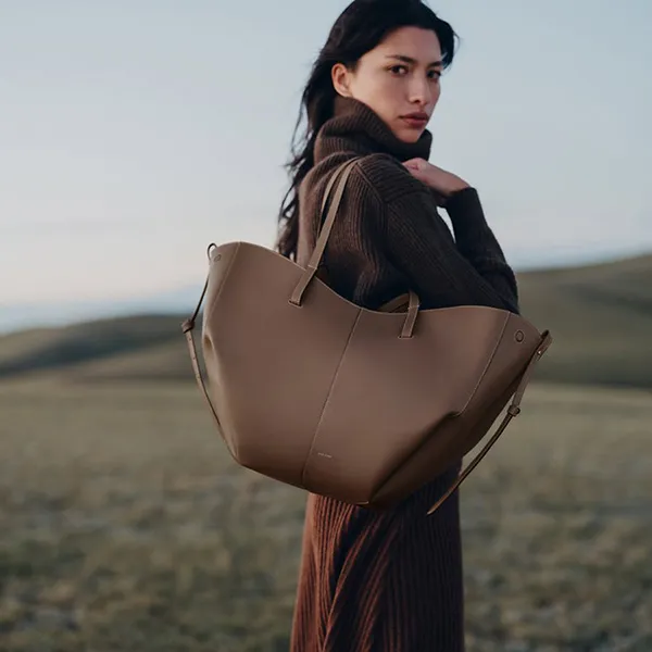 Túi Tote Nữ Polène Cyme Edition Textured Root Màu Nâu - Túi xách - Vua Hàng Hiệu