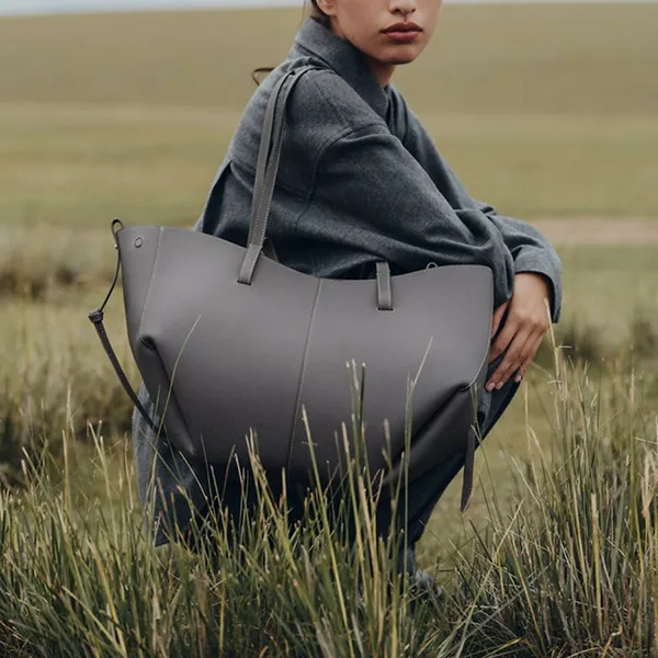 Túi Tote Nữ Polène Cyme Edition Textured Stone Màu Xám - Túi xách - Vua Hàng Hiệu