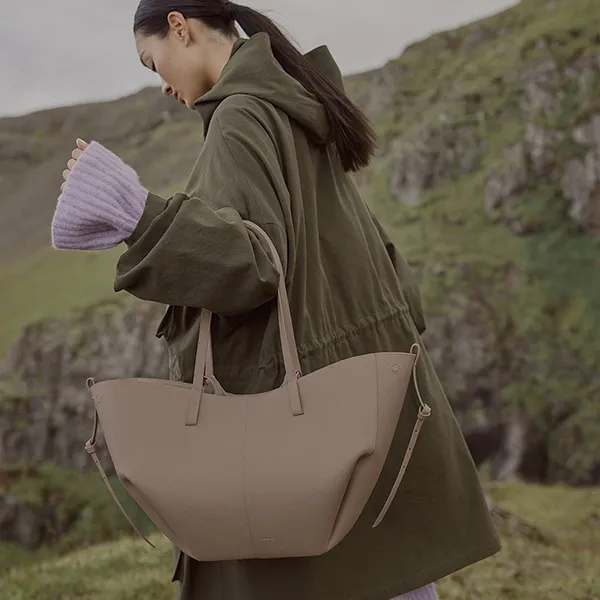 Túi Tote Nữ Polène Cyme Edition Textured Taupe Màu Taupe - Túi xách - Vua Hàng Hiệu