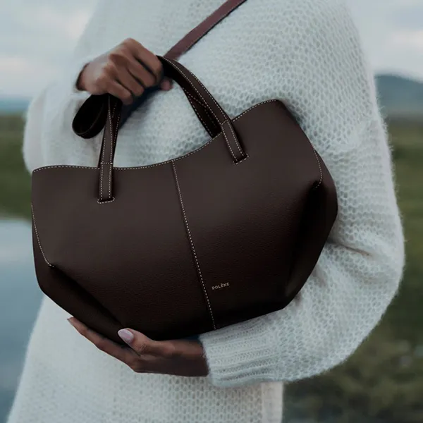 Túi Tote Nữ Polène Cyme Mini Edition Textured Ebony Màu Nâu Gỗ