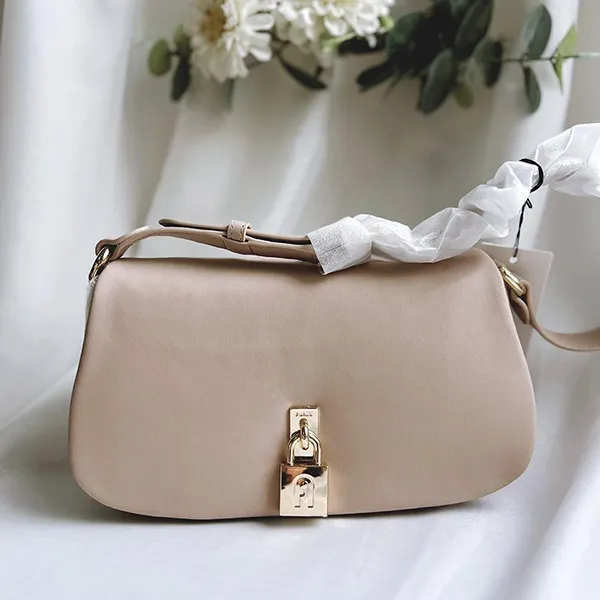 Túi Xách Furla Artemis Model Small Leather Shoulder Bag In Powder Màu Nude