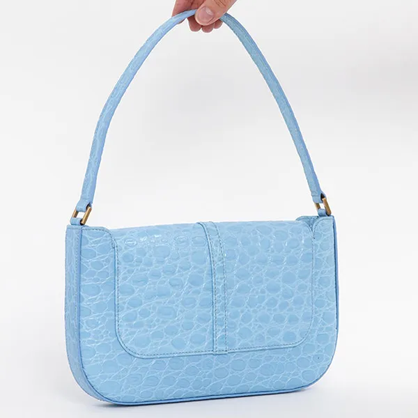 Túi Xách Nữ By Far Miranda Croc Print Leather Bag Màu Xanh Blue