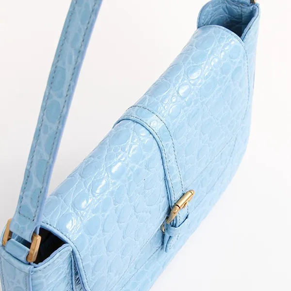 Túi Xách Nữ By Far Miranda Croc Print Leather Bag Màu Xanh Blue