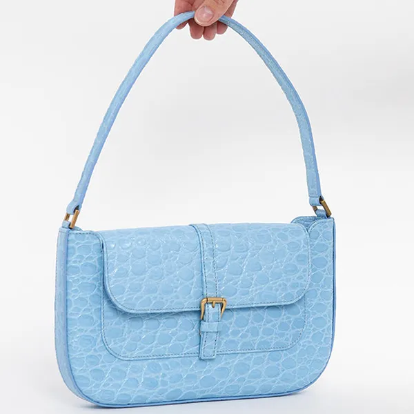 Túi Xách Nữ By Far Miranda Croc Print Leather Bag Màu Xanh Blue