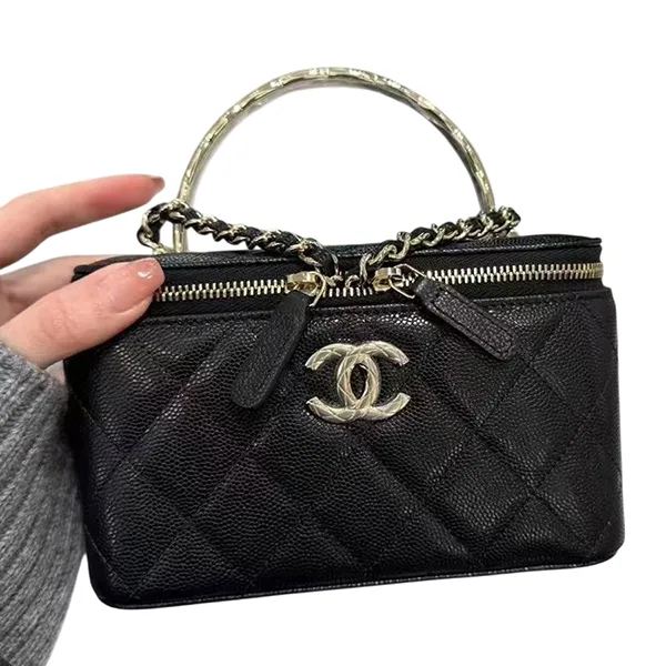 Túi Xách Nữ Chanel Vanity Caviar Handle Màu Đen