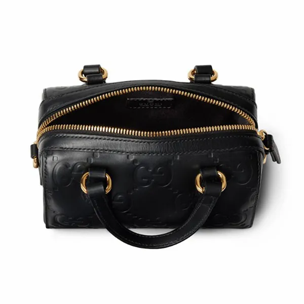 Túi Xách Nữ Gucci GG Speedy Super Mini Top Handle Bag Black Màu Đen