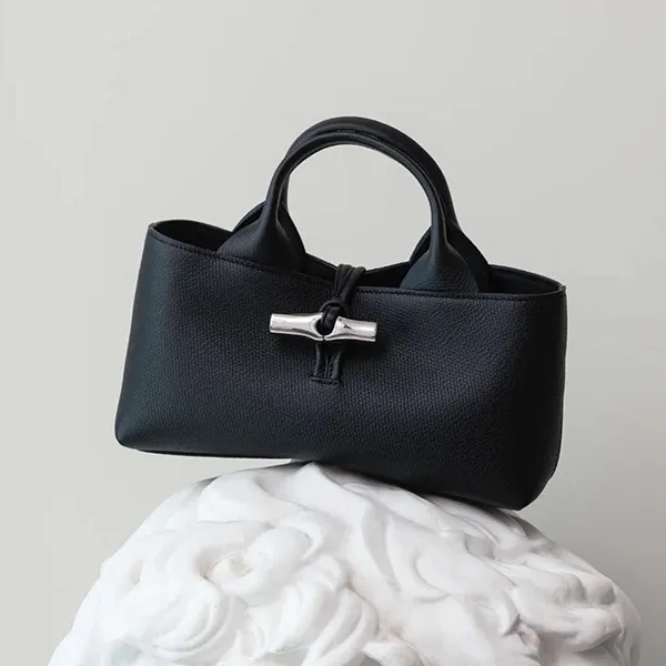 Túi Xách Nữ Longchamp Leather Le Roseau Baguette Bag Black Màu Đen - Túi xách - Vua Hàng Hiệu