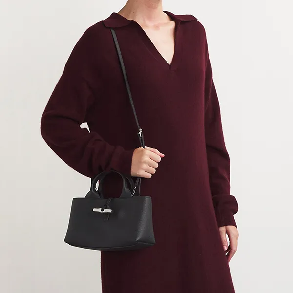 Túi Xách Nữ Longchamp Leather Le Roseau Baguette Bag Black Màu Đen - Túi xách - Vua Hàng Hiệu
