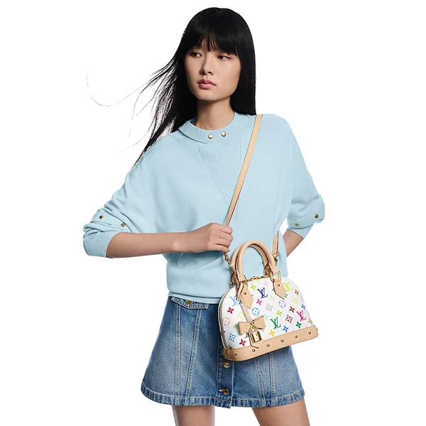 Túi Xách Nữ Louis Vuitton Alma BB LV x TM M13078 Màu Be Trắng