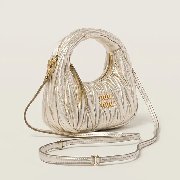 Túi Xách Nữ Miu Miu Wander Matelassé Nappa Leather Hobo Mini Bag Màu Gold - Túi xách - Vua Hàng Hiệu