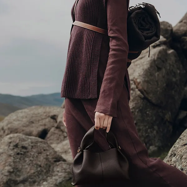 Túi Xách Nữ Polène Numéro Neuf Mini Edition Textured Ebony Màu Nâu Đậm - Túi xách - Vua Hàng Hiệu