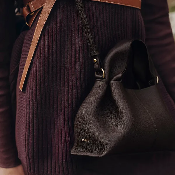 Túi Xách Nữ Polène Numéro Neuf Mini Edition Textured Ebony Màu Nâu Đậm - Túi xách - Vua Hàng Hiệu