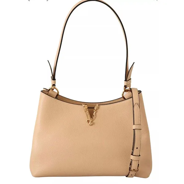Túi Xách Nữ Versace Calf Leather Hobo Shoulder Màu Nude