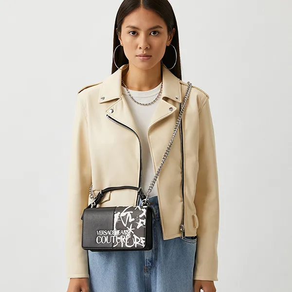 Túi Xách Nữ Versace Jeans Couture Shoulder Bag 75VA4BP2 Màu Đen Họa Tiết
