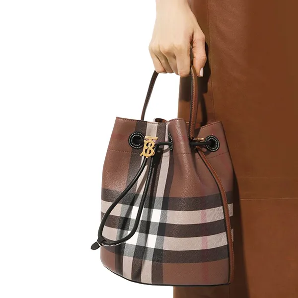 Túi Xách Tay Nữ Burberry Check Small TB Bucket 8063070 Màu Nâu
