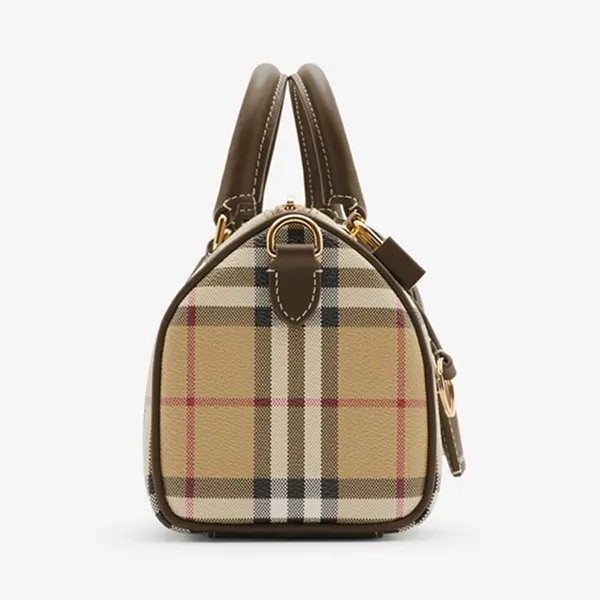 Túi Xách Tay Nữ Burberry Mini Check Bowling Bag 80975981 Màu Beige
