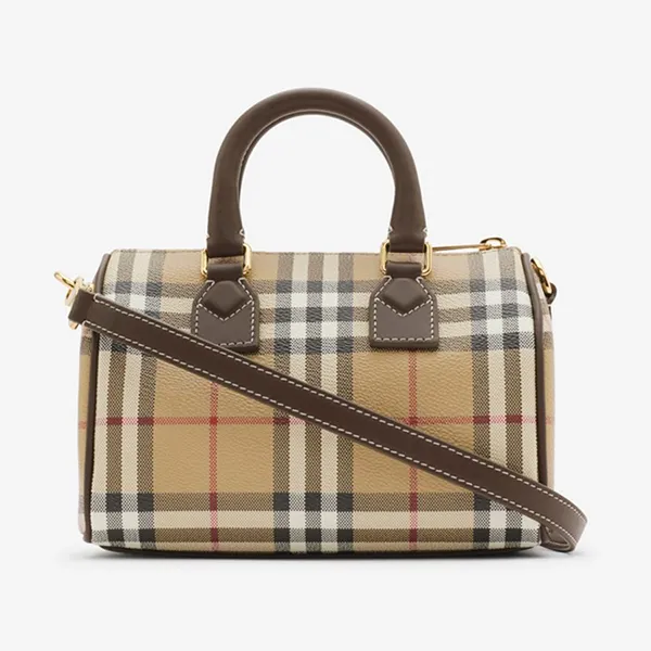 Túi Xách Tay Nữ Burberry Mini Check Bowling Bag 80975981 Màu Beige