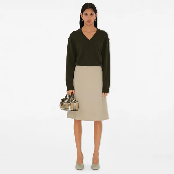 Túi Xách Tay Nữ Burberry Mini Check Bowling Bag 80975981 Màu Beige