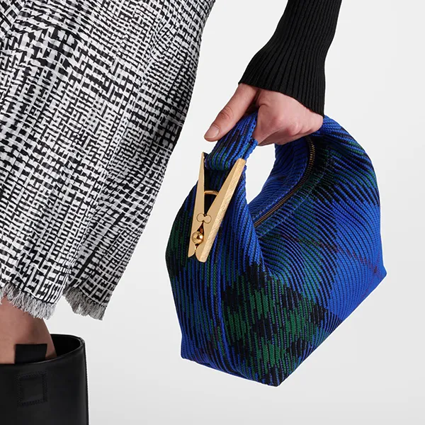 Túi Xách Tay Nữ Burberry Small Jacquard Tote Bag Màu Xanh Dương Đậm