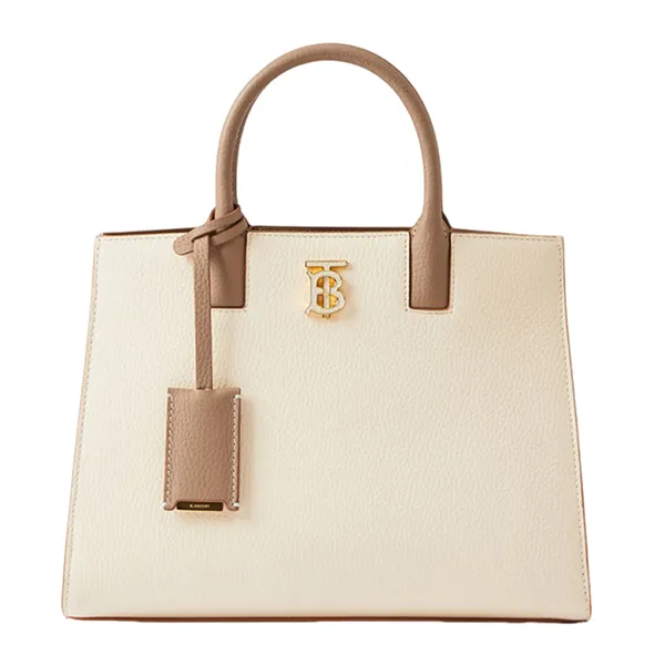 Túi Xách Tay Nữ Burberry Two-Tone Grainy Leather Mini Frances Bag Nâu/Trắng