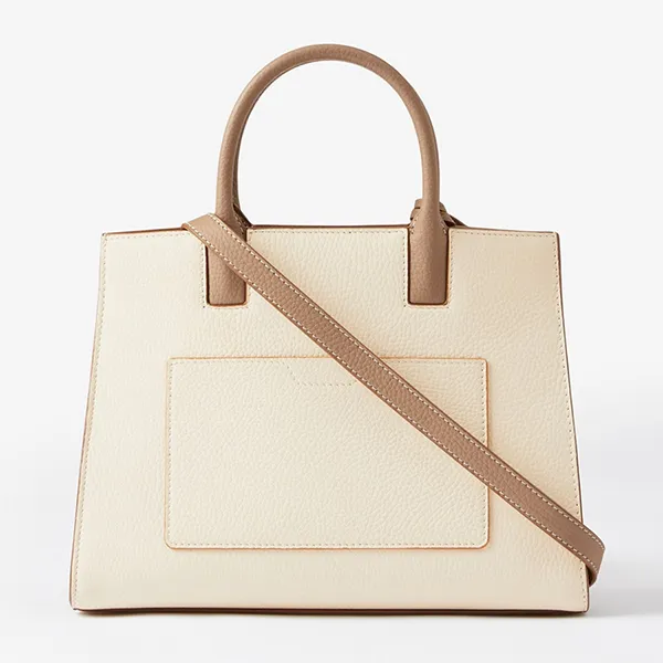 Túi Xách Tay Nữ Burberry Two-Tone Grainy Leather Mini Frances Bag Nâu/Trắng