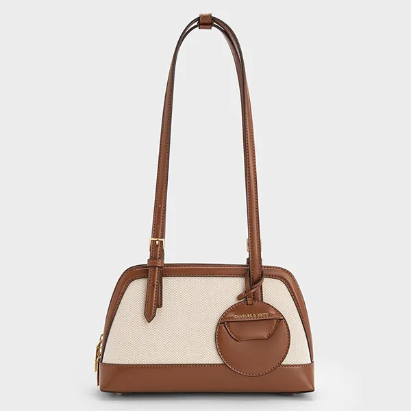 Túi Xách Tay Nữ Charles & Keith CNK Enola Canvas Two-Tone Elongated-Handle Bag CK2-30782521-1 Màu Nâu Chocolate