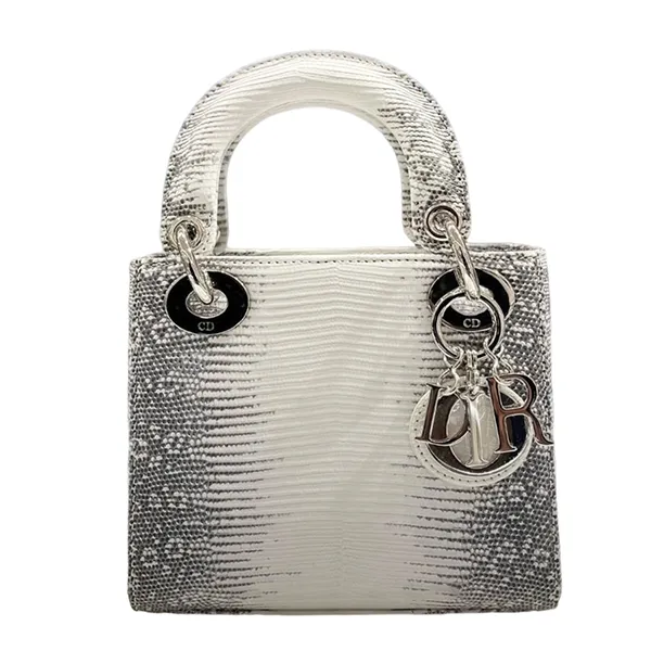 Túi Xách Tay Nữ Dior Mini Lady Ombre Lizard Bag Màu Trắng Xám - Túi xách - Vua Hàng Hiệu