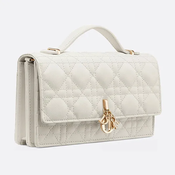 Túi Xách Tay Nữ Dior My Dior Mini Bag Latte Cannage Lambskin S0980ONMJ_M030 Màu Trắng N-QL