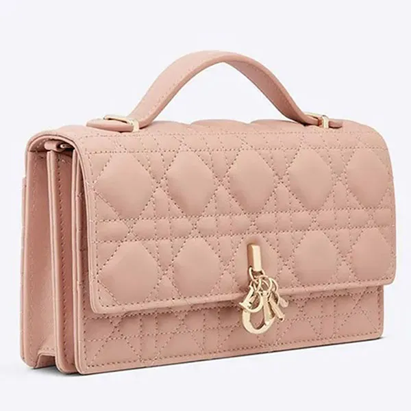 Túi Xách Tay Nữ Dior Pochette Lady Con Asa Superior Handle Bag Màu Hồng Nude