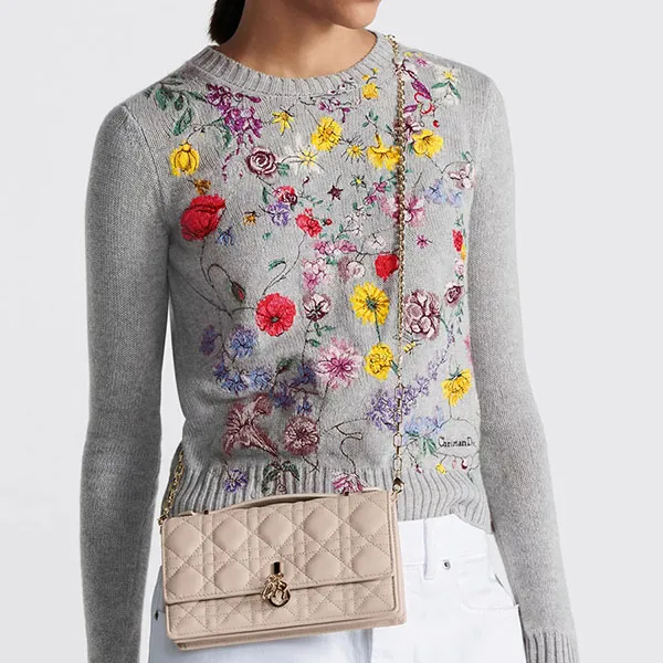 Túi Xách Tay Nữ Dior Powder Beige Cannage Lambskin Mini Handle Bag Màu Be - Túi xách - Vua Hàng Hiệu