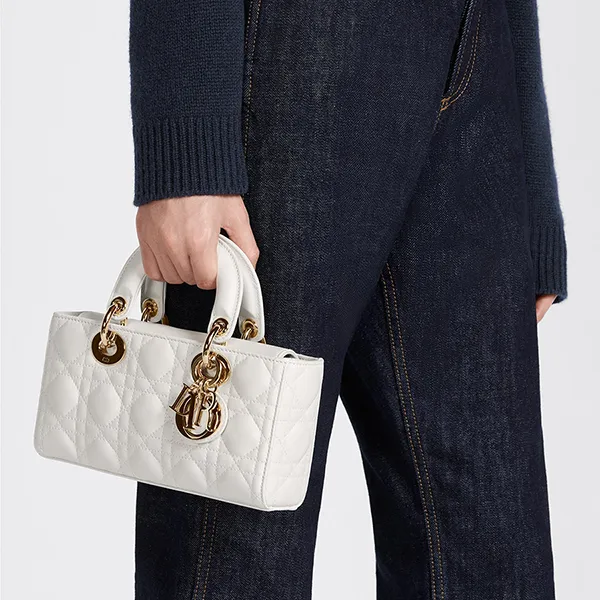 Túi Xách Tay Nữ Dior Small Lady D-Joy Bag Màu Trắng N-QL