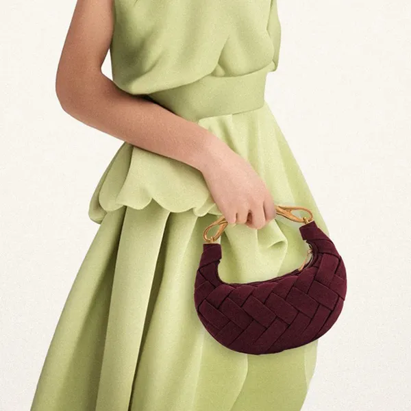 Túi Xách Tay Nữ JW Pei Orla Weave Handbag Claret Màu Đỏ Mận
