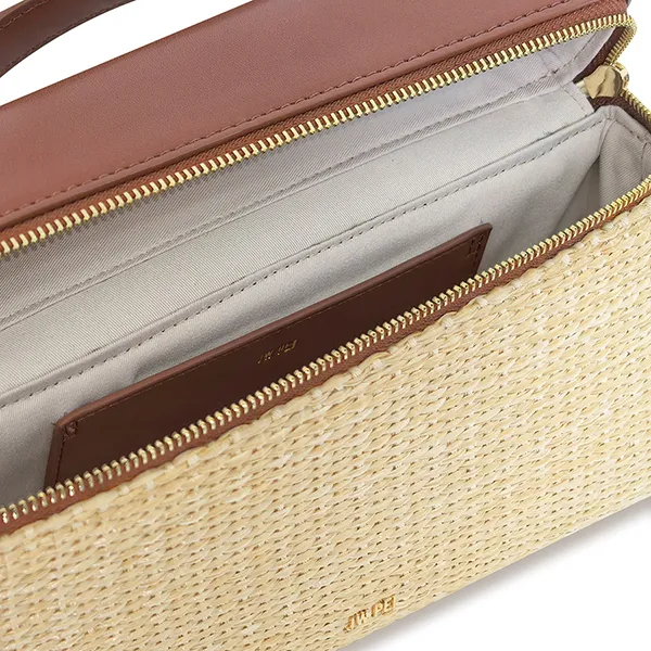 Túi Xách Tay Nữ JW Pei Thea Faux Straw Top Handle Bag Brown Straw Màu Nâu Be