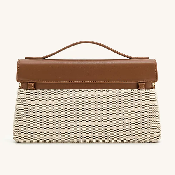 Túi Xách Tay Nữ JW Pei Thea Top Handle Bag Brown Canvas Màu Nâu Trắng