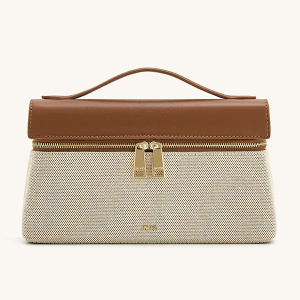 Túi Xách Tay Nữ JW Pei Thea Top Handle Bag Brown Canvas Màu Nâu Trắng