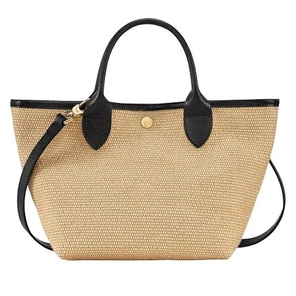 Túi Xách Tay Nữ Longchamp Le Panier Pliage 10144HZB 001 Handbag Màu Đen Be - Túi xách - Vua Hàng Hiệu
