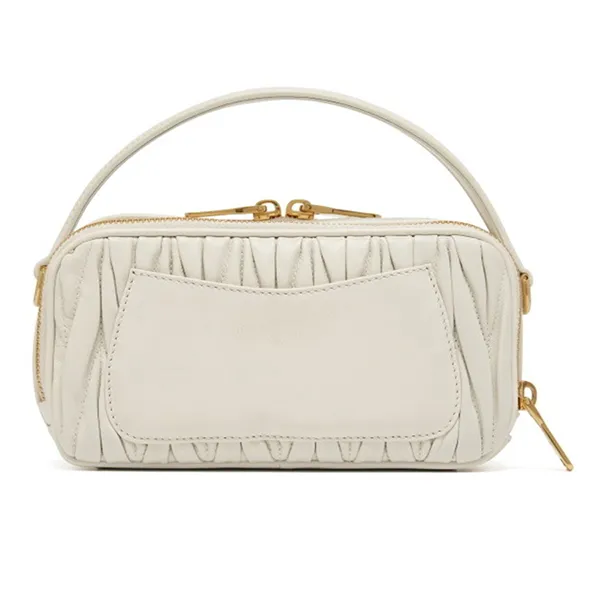 Túi Xách Tay Nữ Miu Miu Matelassé Leather Handle Bag Màu Trắng Size 19