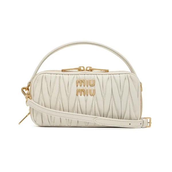 Túi Xách Tay Nữ Miu Miu Matelassé Leather Handle Bag Màu Trắng Size 19